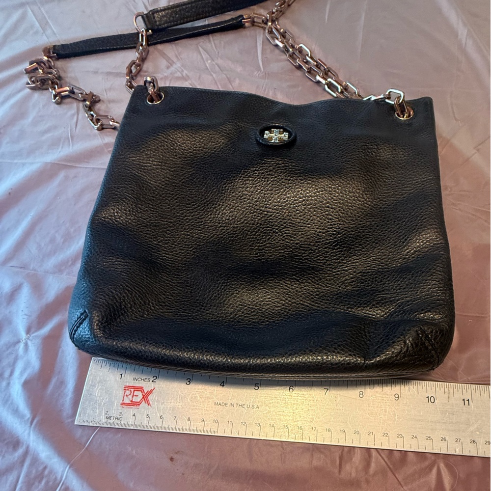 Tory Burch Black Pebbled Leather Gold Chain Convertible Shoulder/Crossbody Bag - Picture 12 of 12